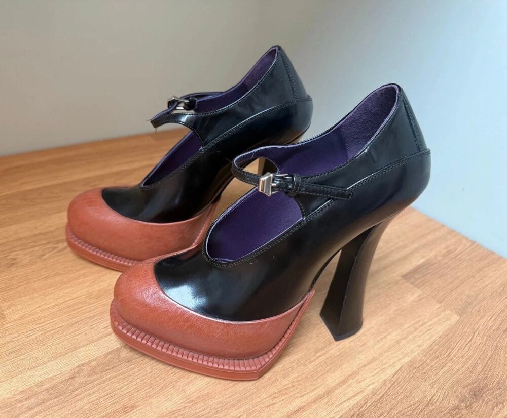 Prada AW 2012 Runway Nero Cotto Rubber Dipped Mary Jane Heels 36.5 US 5.5